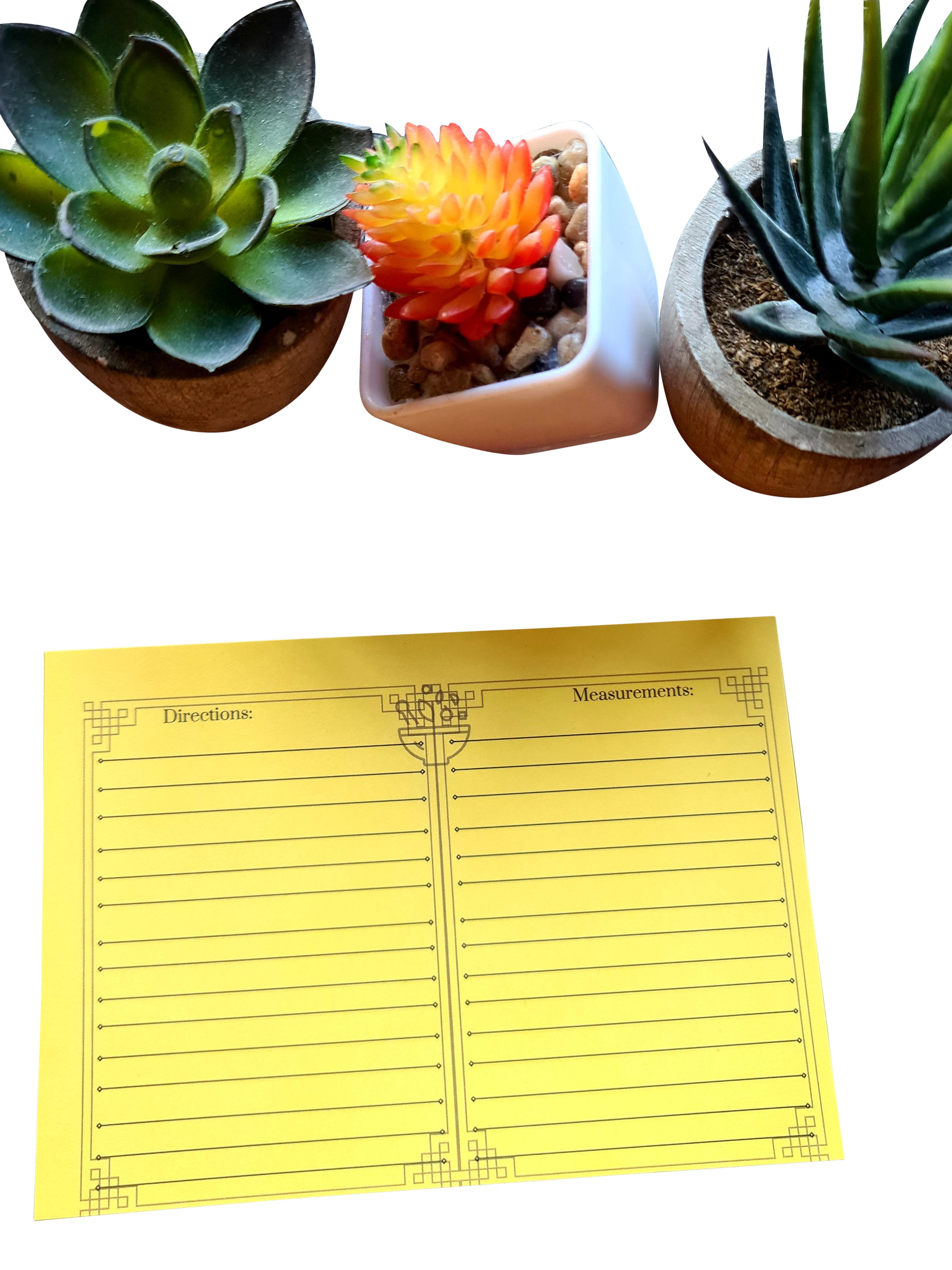 Yellow recipe cards - Set of 10/15 Double-Sided Printed Recipe Cards